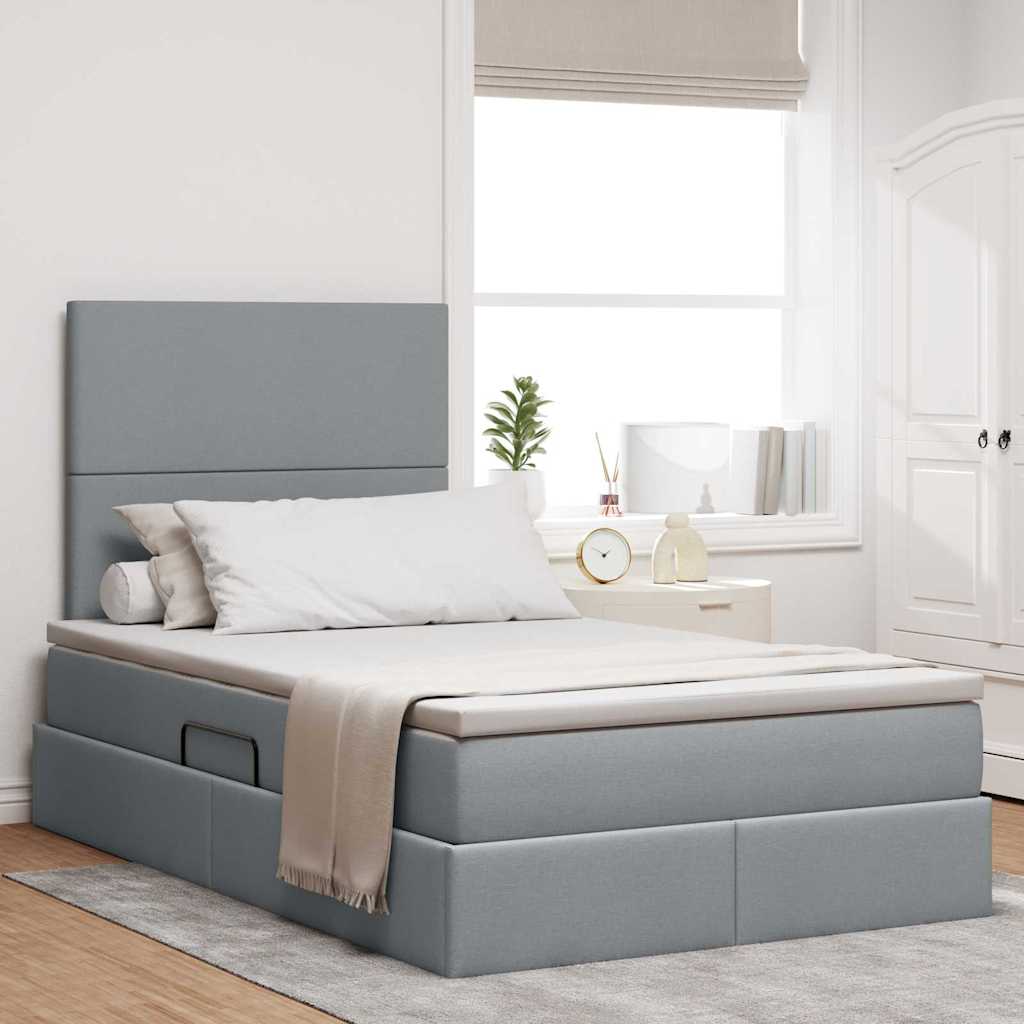 Opslag bed met matras Lichtgrijs 120 x 200 cm Nep Leer