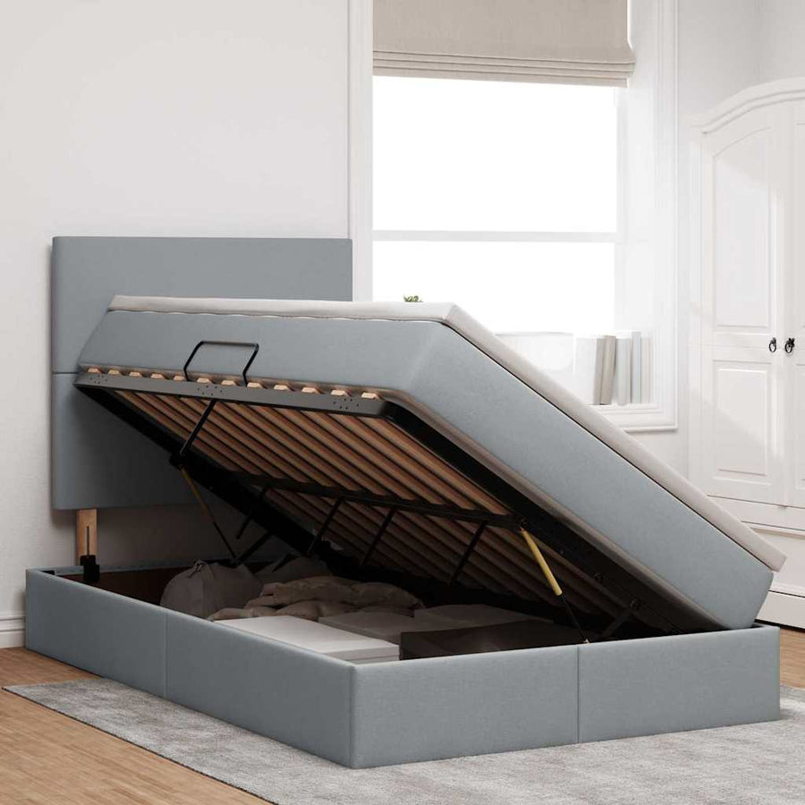 Opslag bed met matras Lichtgrijs 120 x 200 cm Nep Leer