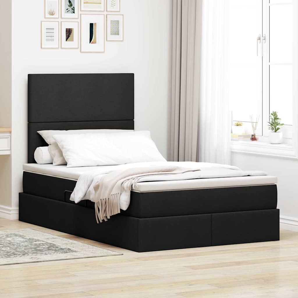 Opslag bed met matras met opslag Zwart 120 x 200 cm Nep Leer