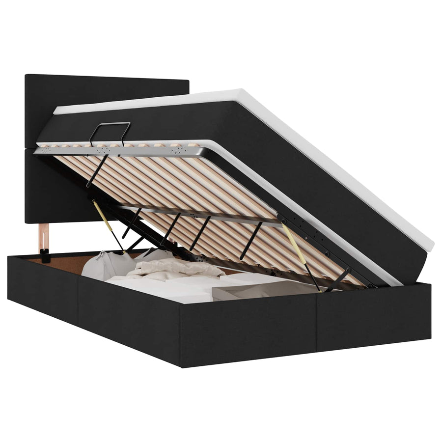 Opslag bed met matras met opslag Zwart 120 x 200 cm Nep Leer