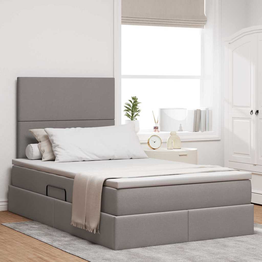 Opslag bed met matras met opslag Taupe 120 x 200 cm Nep Leer