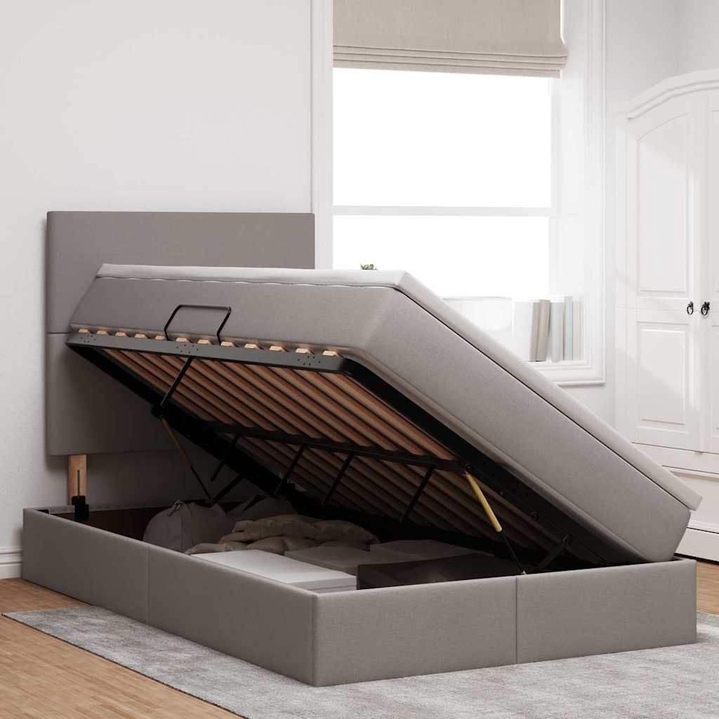 Opslag bed met matras met opslag Taupe 120 x 200 cm Nep Leer