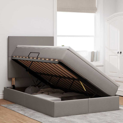 Opslag bed met matras met opslag Taupe 120 x 200 cm Nep Leer