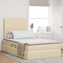 Opslag bed met matras met opslag Crème 120 x 200 cm Nep Leer