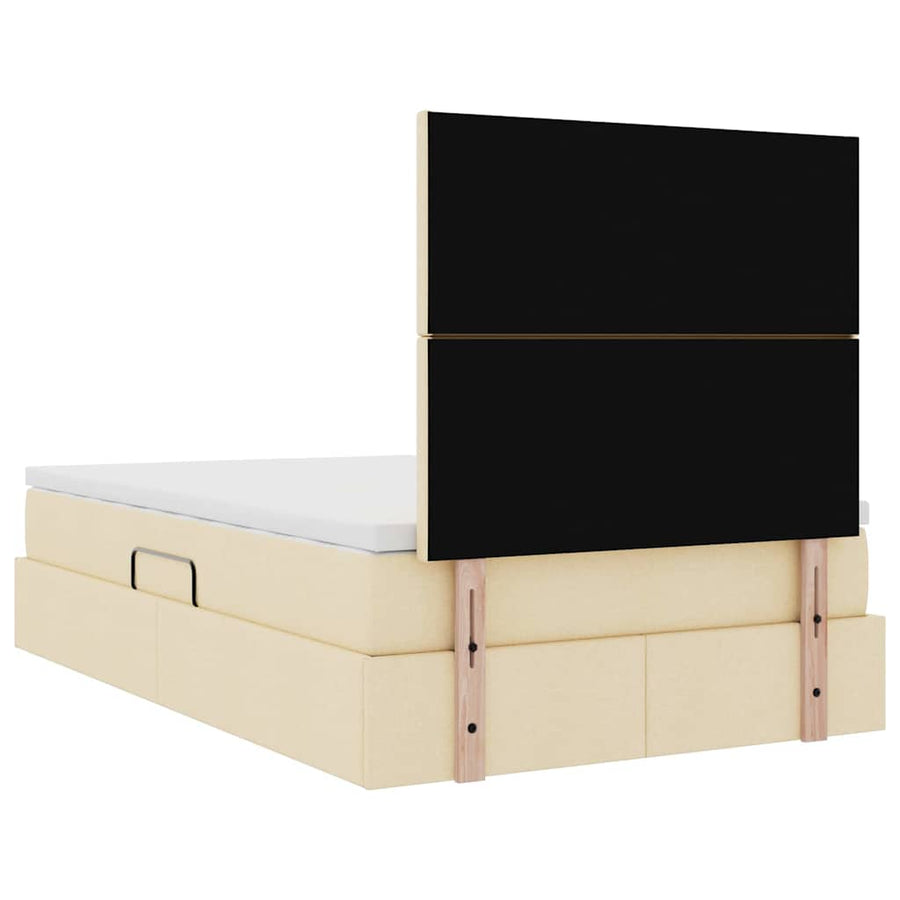 Opslag bed met matras met opslag Crème 120 x 200 cm Nep Leer