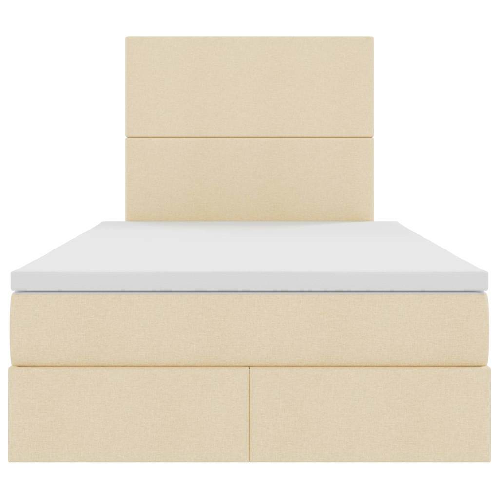 Opslag bed met matras met opslag Crème 120 x 200 cm Nep Leer
