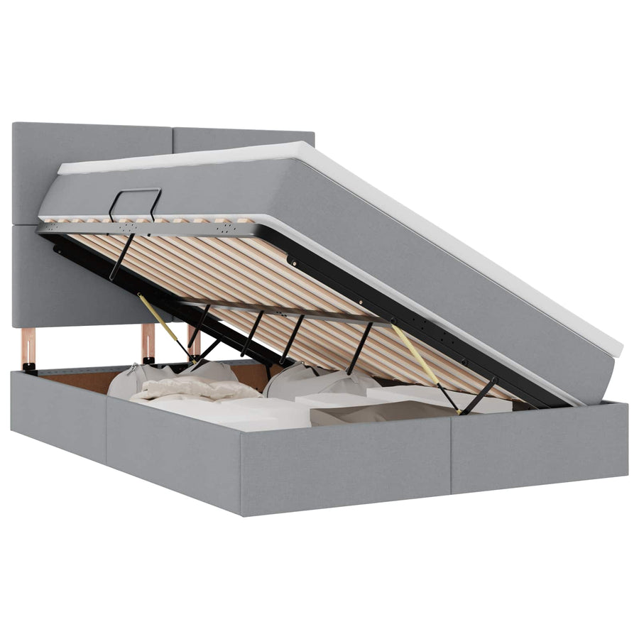 Opslag bed met matras Lichtgrijs 140 x 190 cm Nep Leer