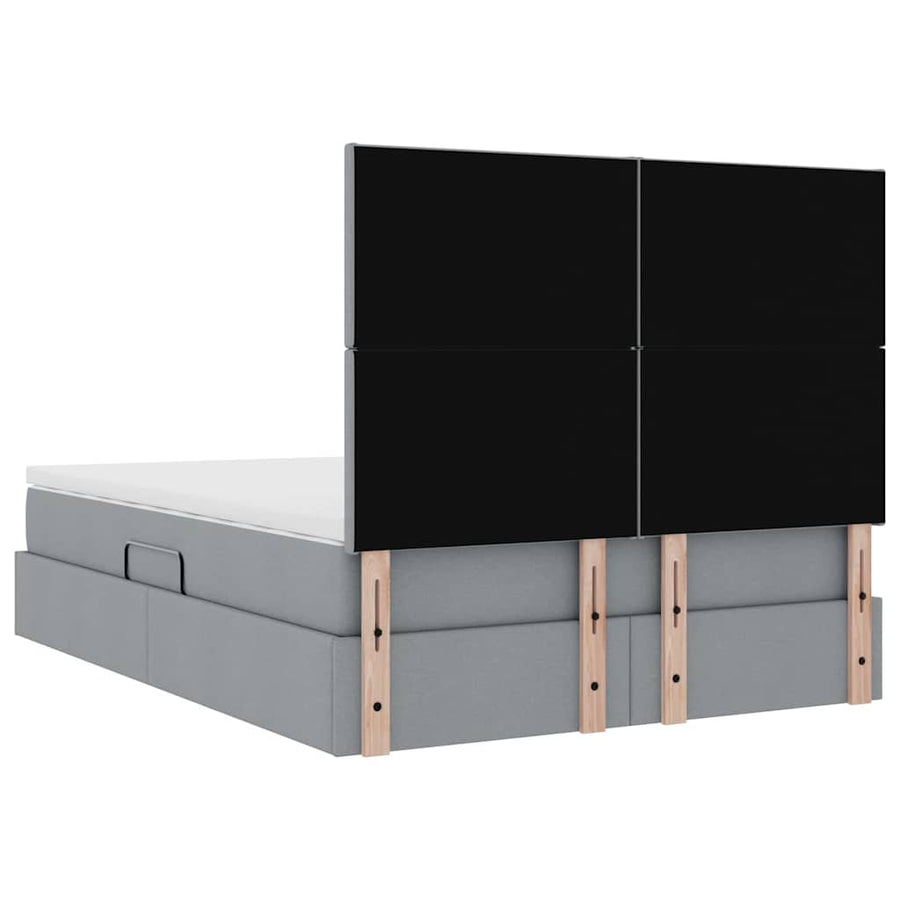 Opslag bed met matras Lichtgrijs 140 x 190 cm Nep Leer