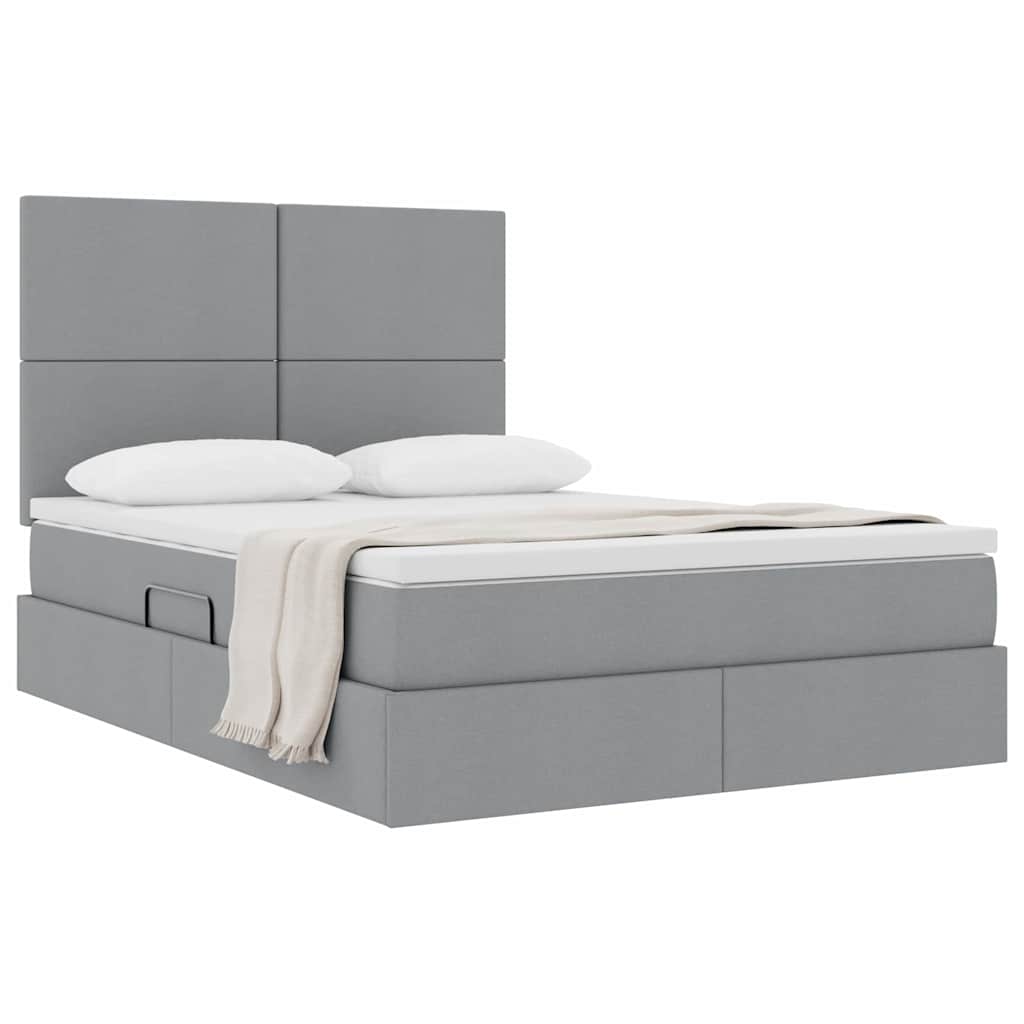 Opslag bed met matras Lichtgrijs 140 x 190 cm Nep Leer