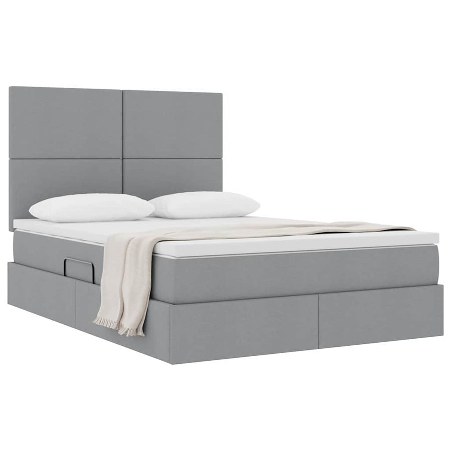 Opslag bed met matras Lichtgrijs 140 x 190 cm Nep Leer