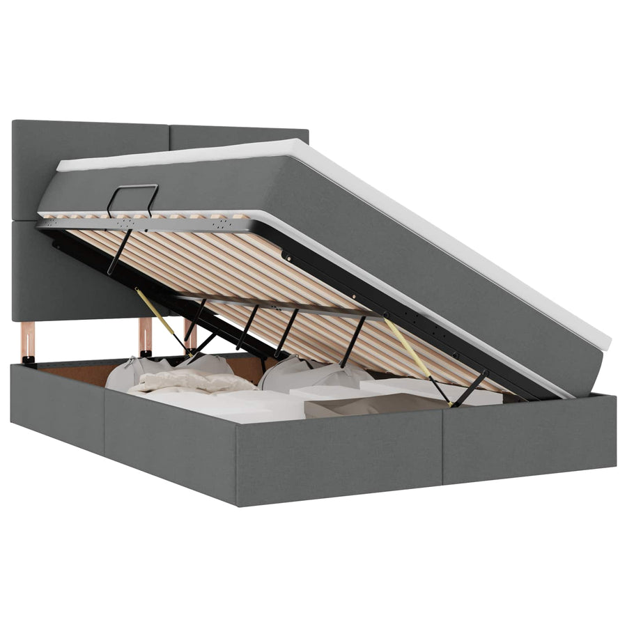 Opslag bed met matras Donkergrijs 140 x 190 cm Nep Leer