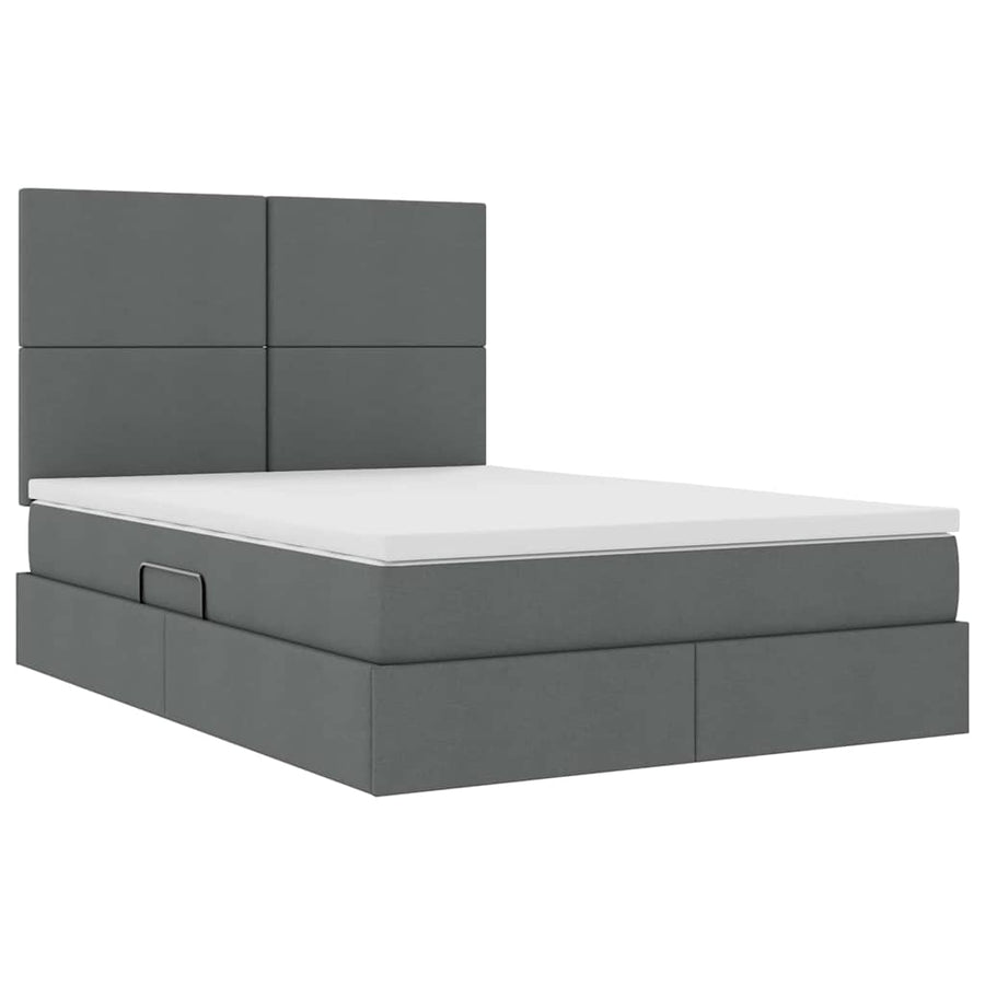 Opslag bed met matras Donkergrijs 140 x 190 cm Nep Leer