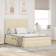 Opbergbed 140x190 cm crème kunstleer
