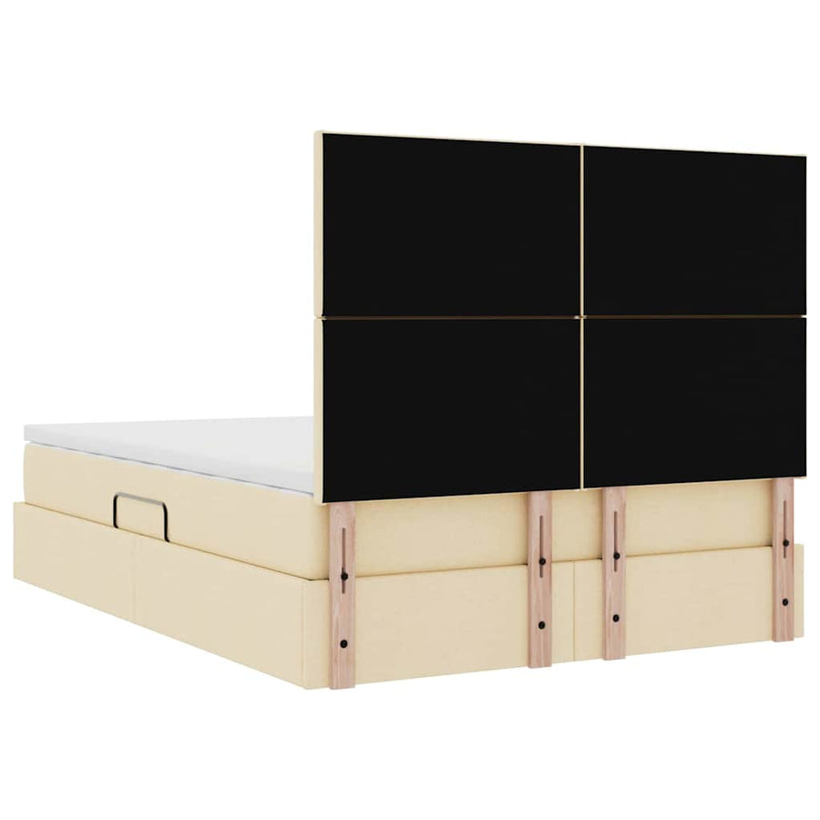 Opslag bed met matras met opslag Crème 140 x 190 cm Nep Leer