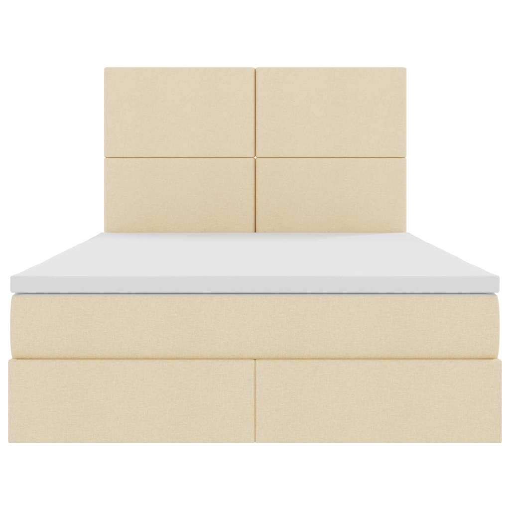 Opslag bed met matras met opslag Crème 140 x 190 cm Nep Leer
