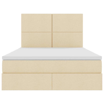 Opslag bed met matras met opslag Crème 140 x 190 cm Nep Leer