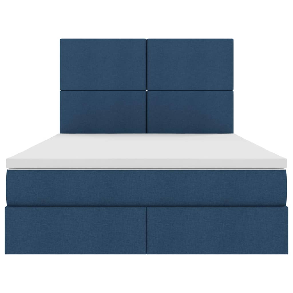 Opslag bed met matras met opslag Blauw 140 x 190 cm Nep Leer