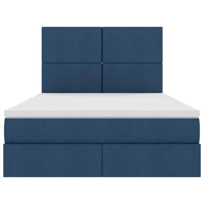 Opslag bed met matras met opslag Blauw 140 x 190 cm Nep Leer