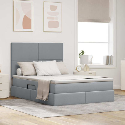 Opslag bed met matras Lichtgrijs 140 x 200 cm Nep Leer
