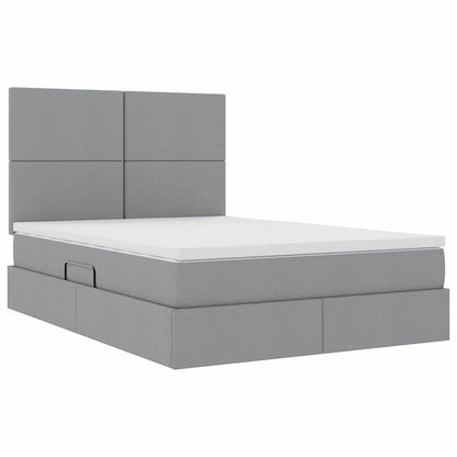 Opslag bed met matras Lichtgrijs 140 x 200 cm Nep Leer