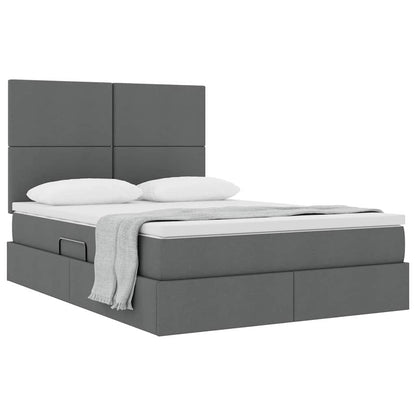 Opslag bed met matras Donkergrijs 140 x 200 cm Nep Leer