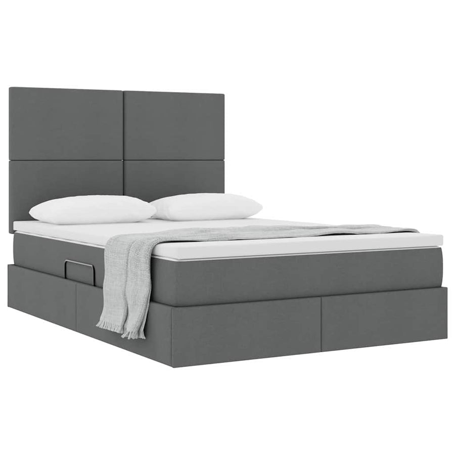 Opslag bed met matras Donkergrijs 140 x 200 cm Nep Leer