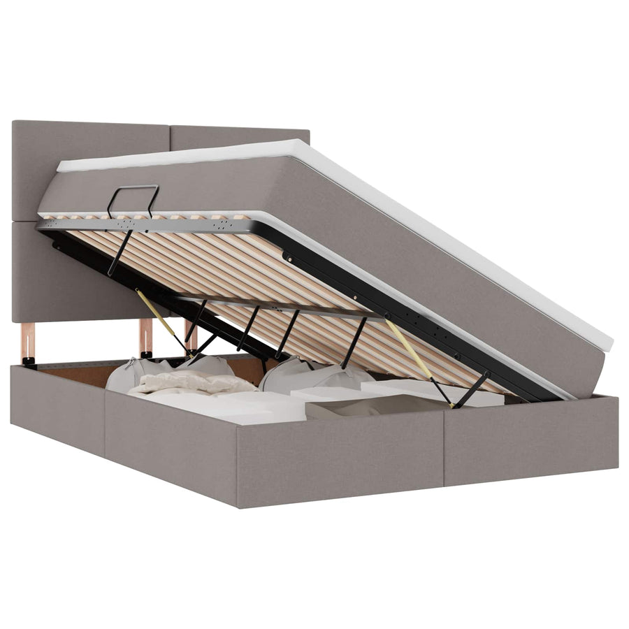 Opslag bed met matras met opslag Taupe 140 x 200 cm Nep Leer