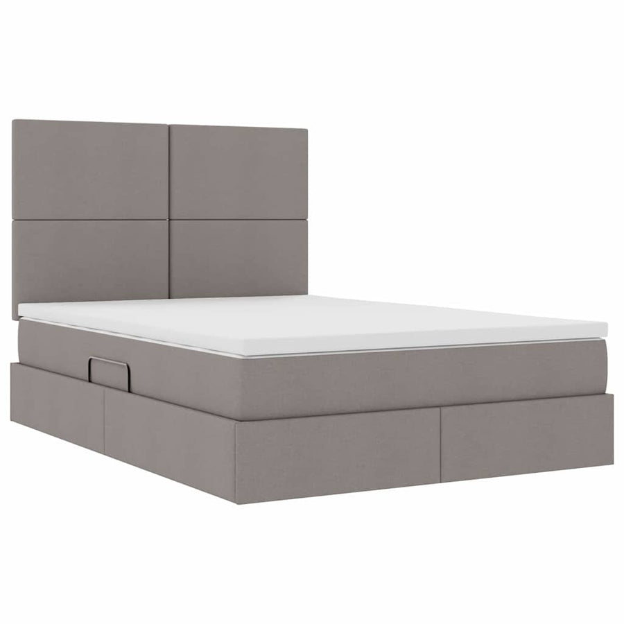 Opslag bed met matras met opslag Taupe 140 x 200 cm Nep Leer
