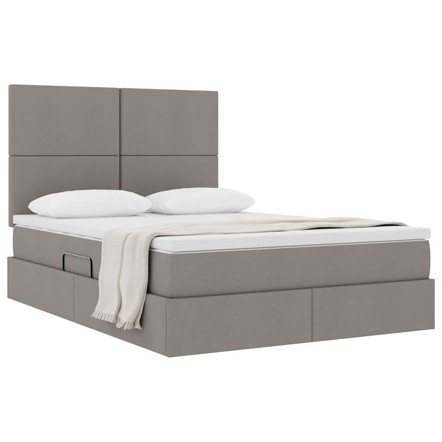 Opslag bed met matras met opslag Taupe 140 x 200 cm Nep Leer