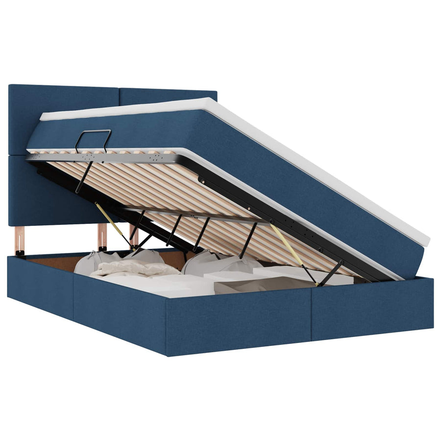 Opslag bed met matras met opslag Blauw 140 x 200 cm Nep Leer