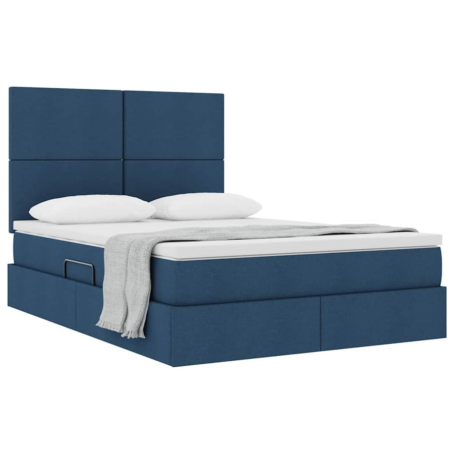 Opslag bed met matras met opslag Blauw 140 x 200 cm Nep Leer