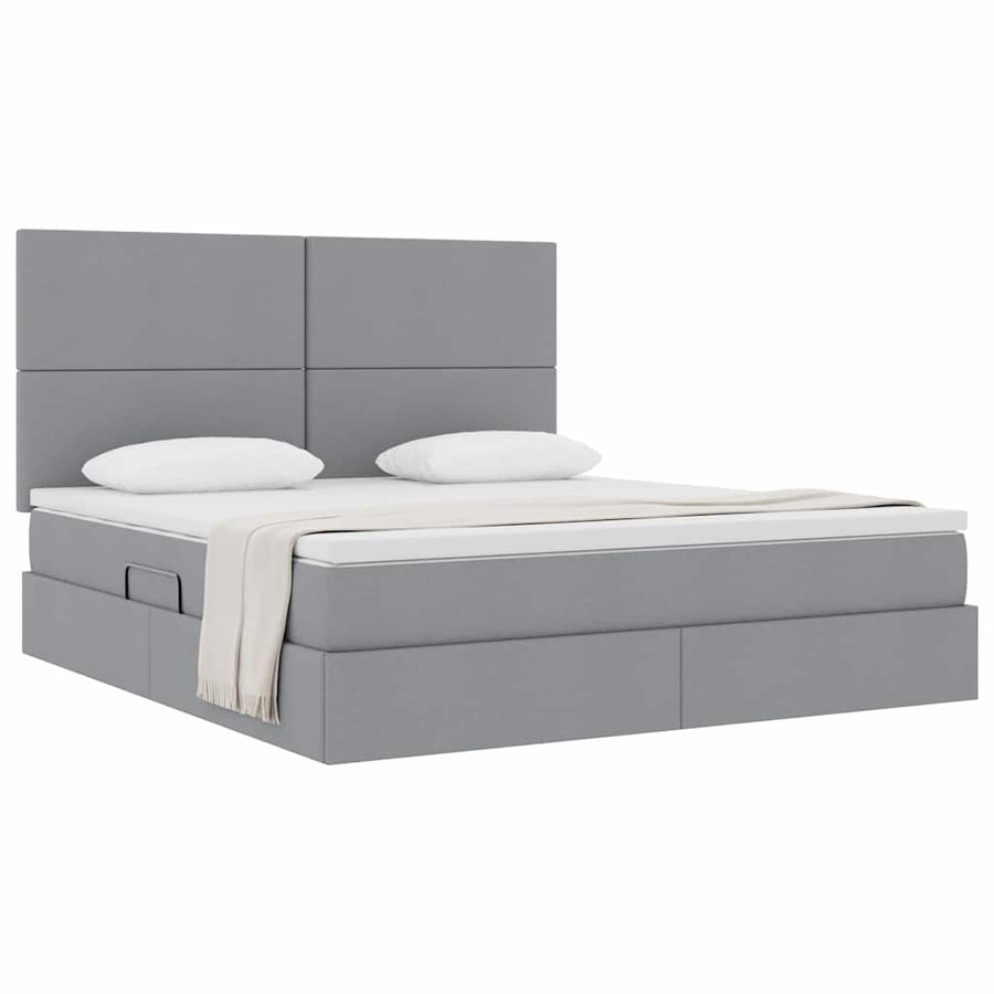 Opslag bed met matras Lichtgrijs 160 x 200 cm Nep Leer