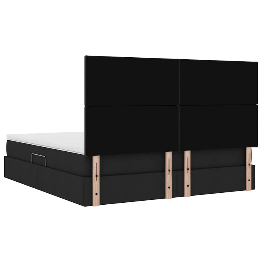 Opslag bed met matras met opslag Zwart 160 x 200 cm Nep Leer