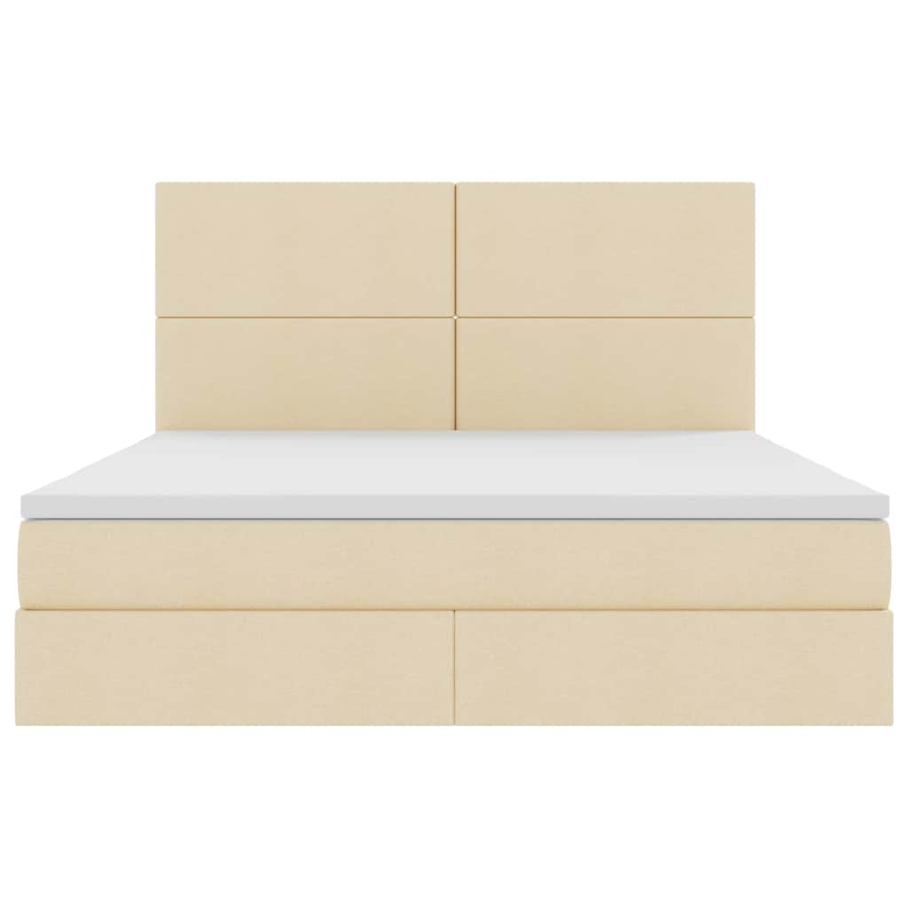 Opslag bed met matras met opslag Crème 160 x 200 cm Nep Leer