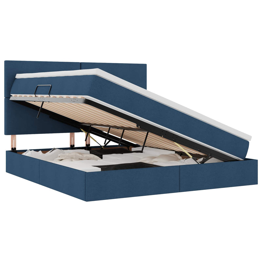 Opslag bed met matras met opslag Blauw 160 x 200 cm Nep Leer