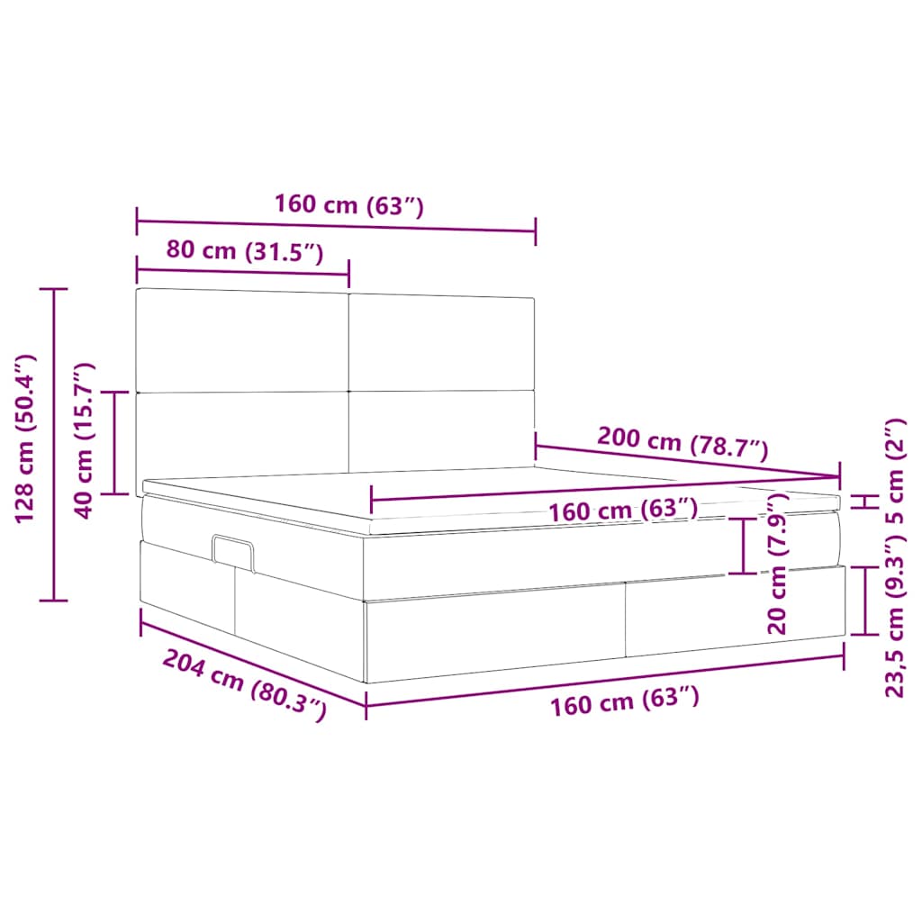 Opslag bed met matras met opslag Blauw 160 x 200 cm Nep Leer