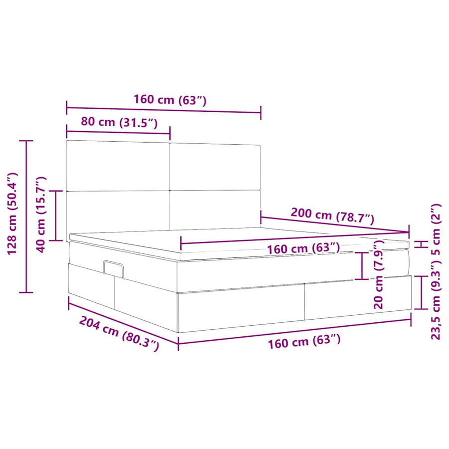 Opslag bed met matras met opslag Blauw 160 x 200 cm Nep Leer