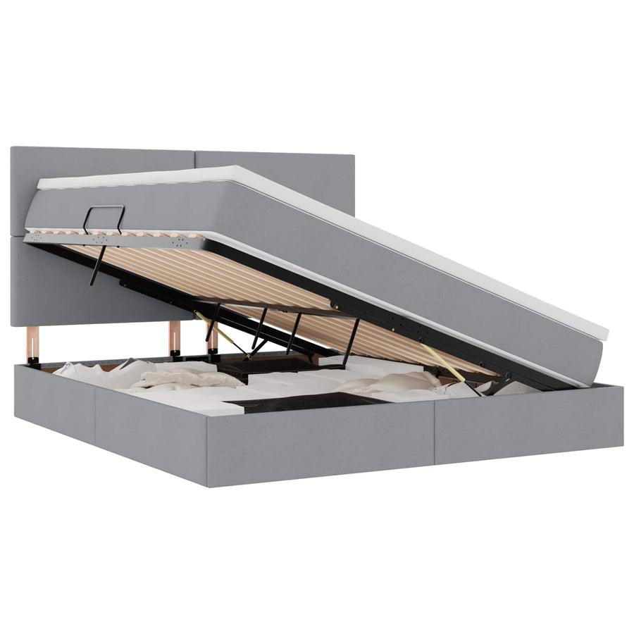 Opslag bed met matras Lichtgrijs 180 x 200 cm Nep Leer