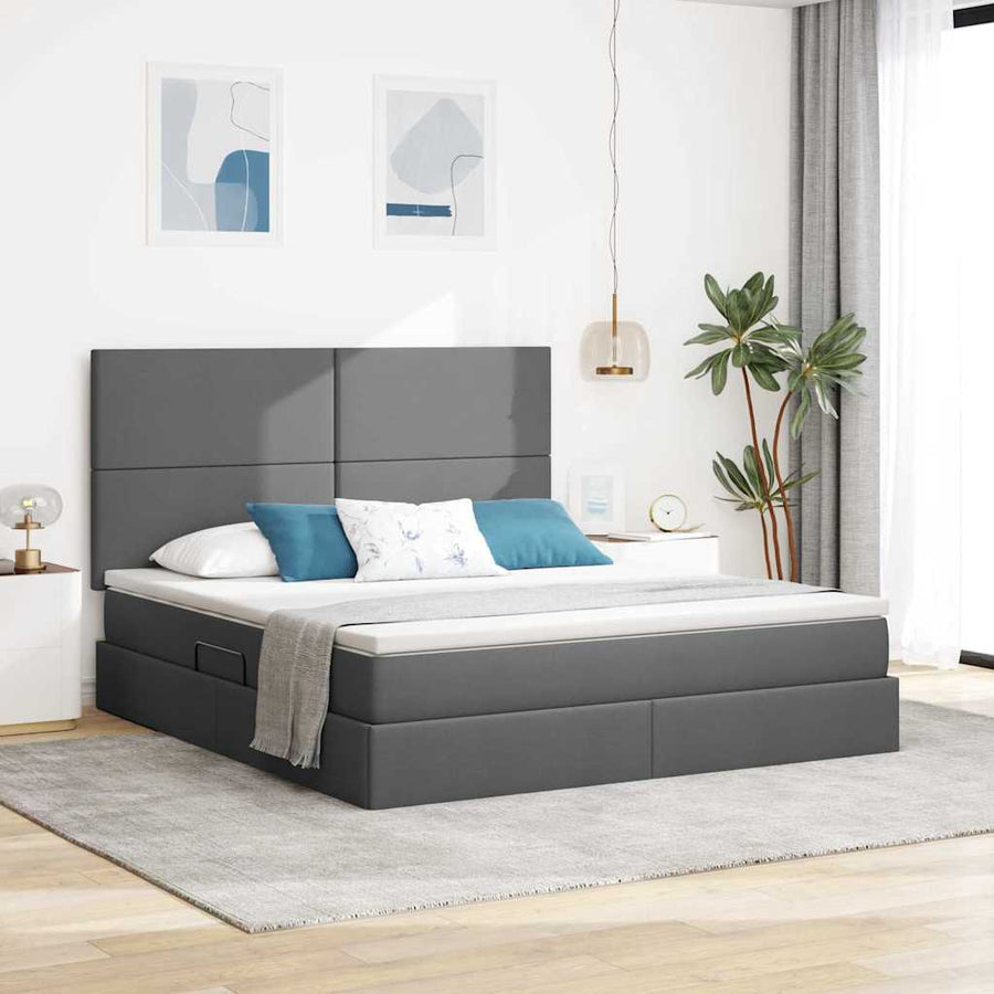 Opslag bed met matras Donkergrijs 180 x 200 cm Nep Leer