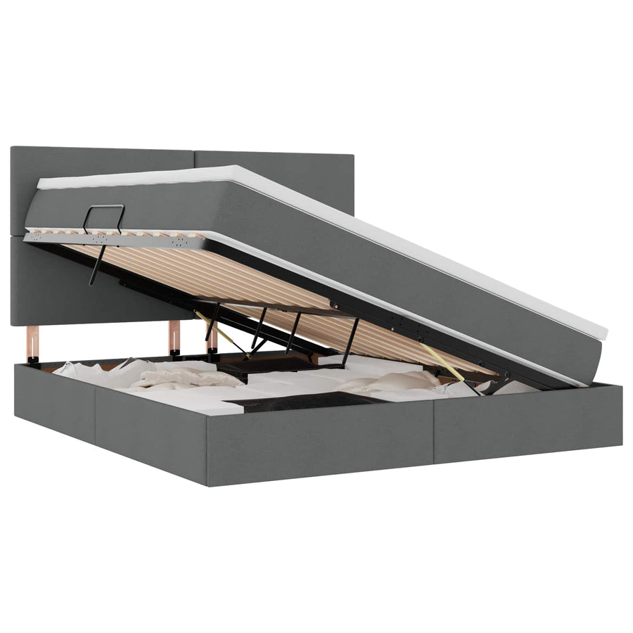 Opslag bed met matras Donkergrijs 180 x 200 cm Nep Leer