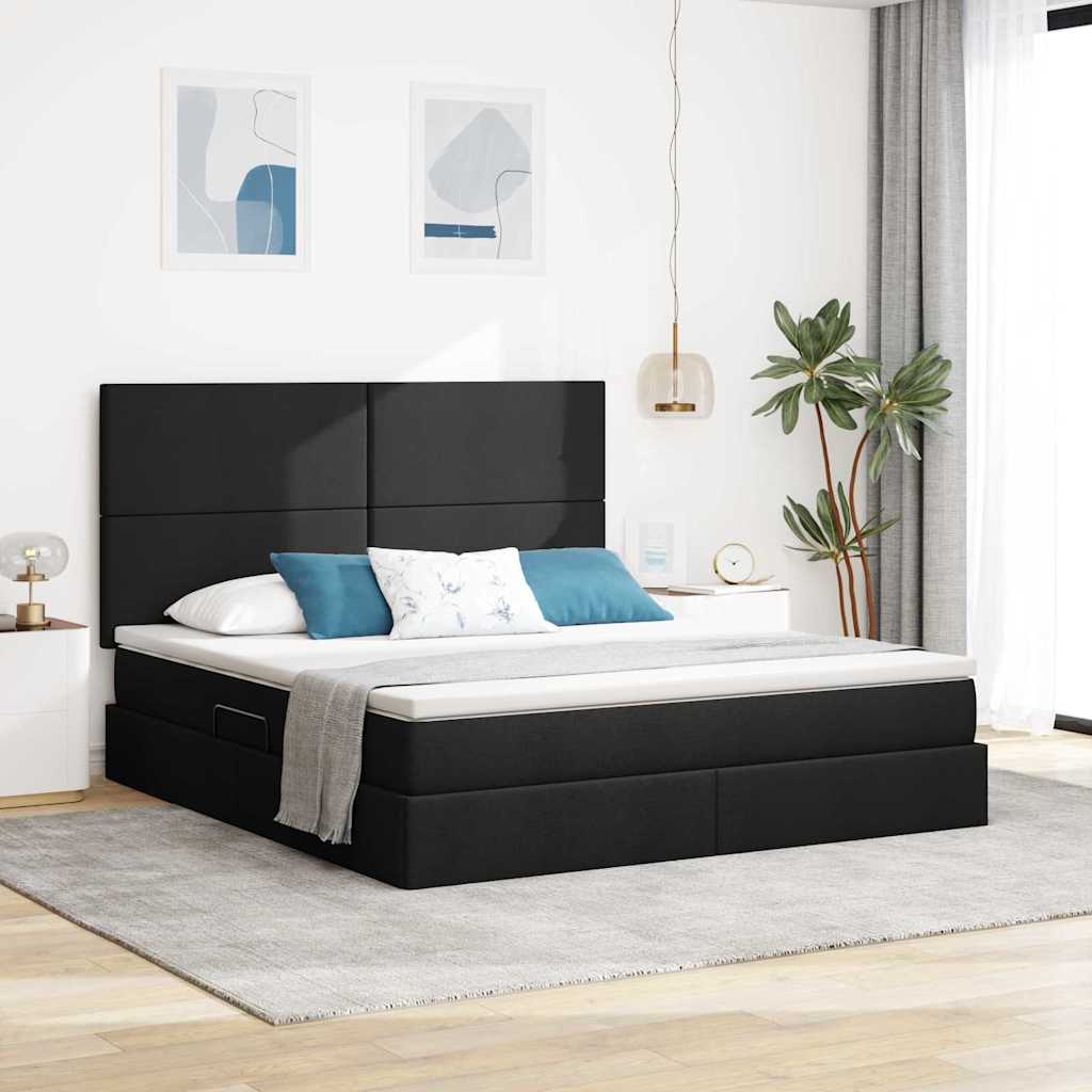 Opslag Bed Met Matras Met Matras Polyester Zwart 180 x 200 cm Effen ontwerp