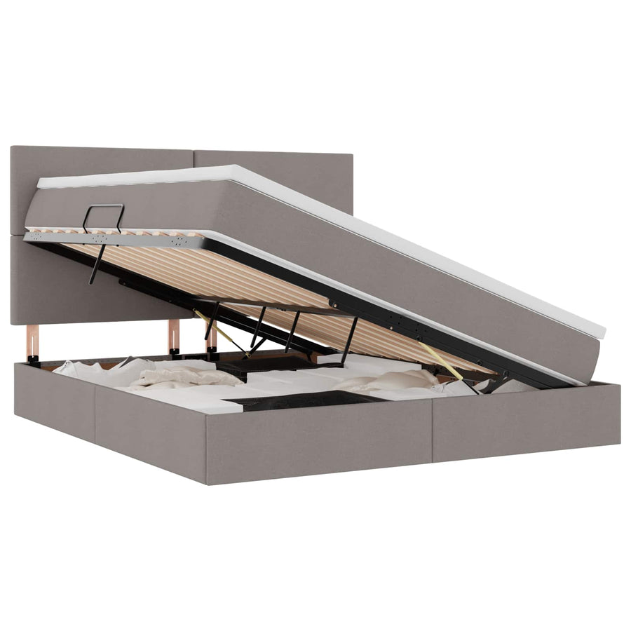 Opslag bed met matras met opslag Taupe 180 x 200 cm Nep Leer