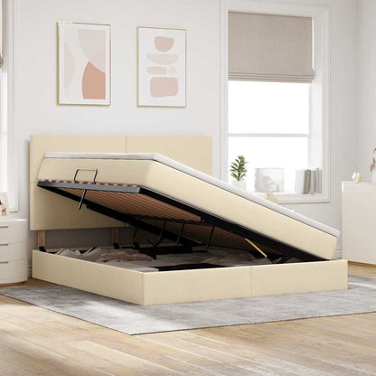 Opslag bed met matras met opslag Crème 180 x 200 cm Nep Leer