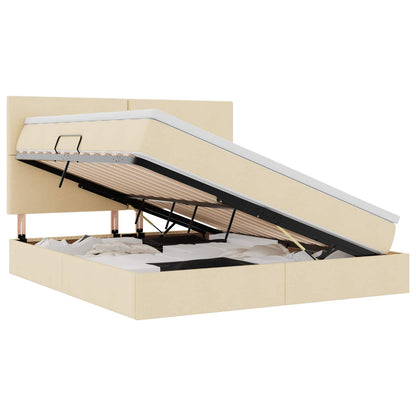 Opslag bed met matras met opslag Crème 180 x 200 cm Nep Leer
