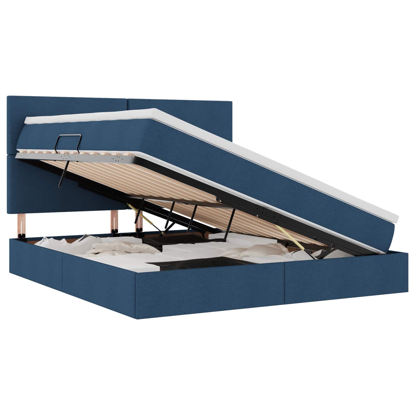 Opslag bed met matras met opslag Blauw 180 x 200 cm Nep Leer