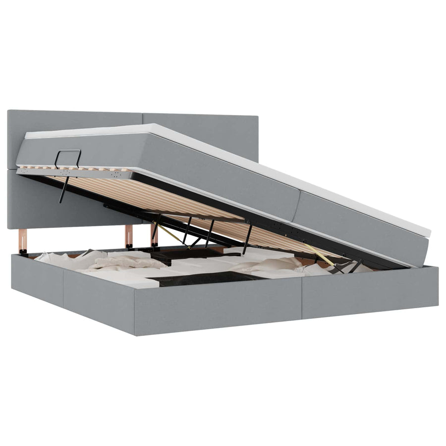 Opslag bed met matras Lichtgrijs 200 x 200 cm Nep Leer