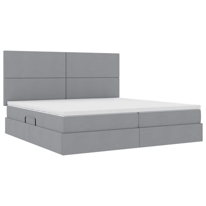 Opslag bed met matras Lichtgrijs 200 x 200 cm Nep Leer