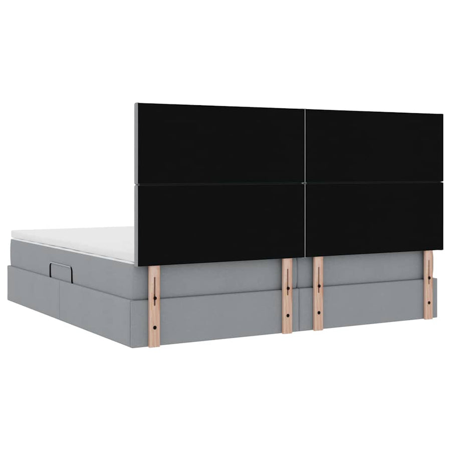 Opslag bed met matras Lichtgrijs 200 x 200 cm Nep Leer