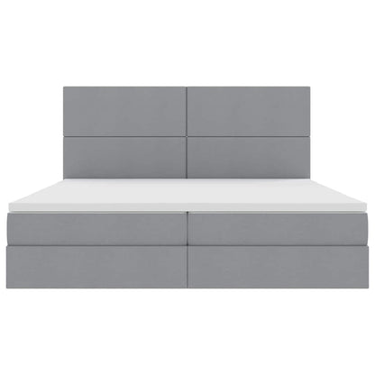Opslag bed met matras Lichtgrijs 200 x 200 cm Nep Leer