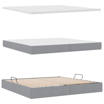 Opslag bed met matras Lichtgrijs 200 x 200 cm Nep Leer
